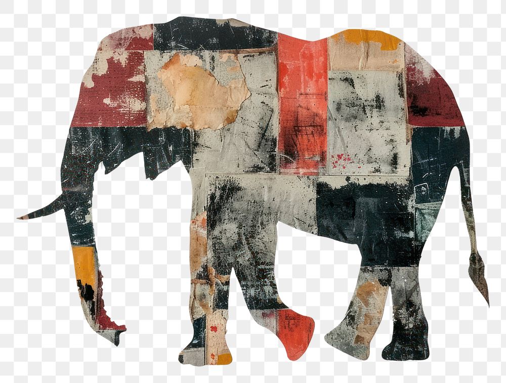 PNG Elephant art painting collage.