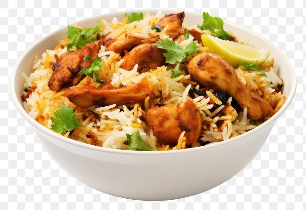 PNG Chicken biryani food white background vegetable.