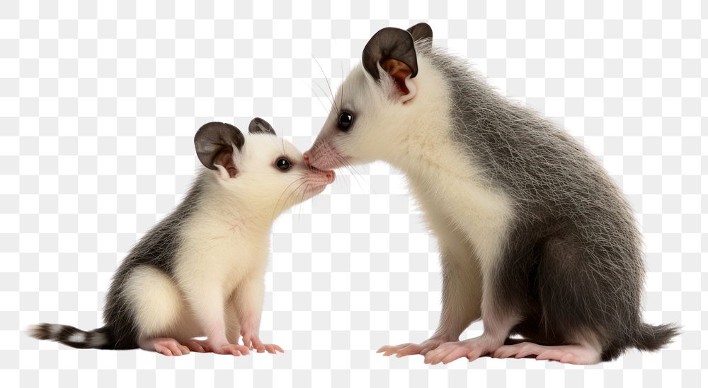 PNG Cute Opossum with baby Opossums wildlife animal mammal.