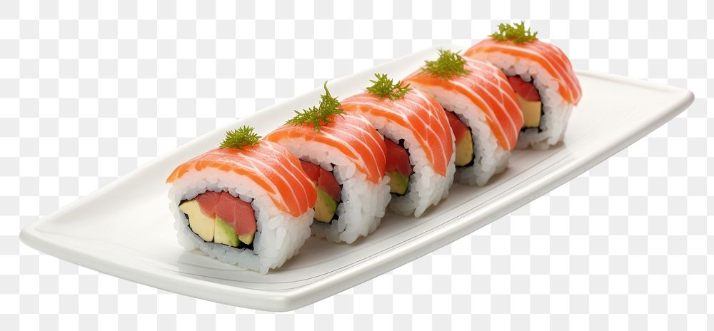 PNG Maki sushi rolls plate food rice.