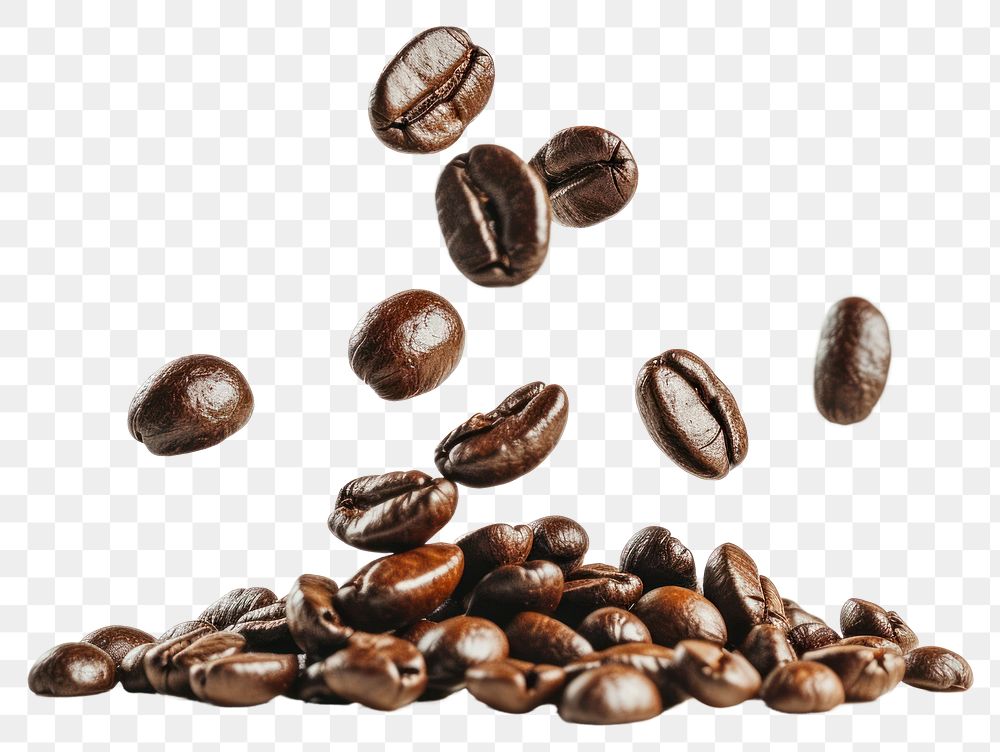 PNG Coffee beans white background freshness abundance.