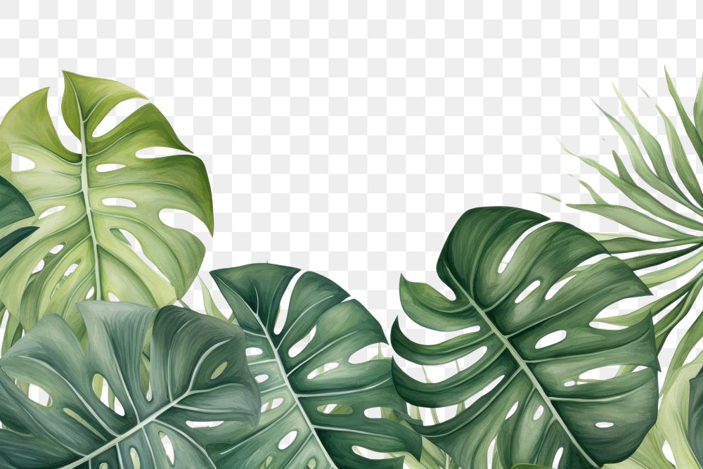 PNG Monstera leaves nature plant green.