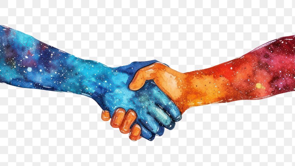 PNG Holding hand in Watercolor style human white background holding hands.