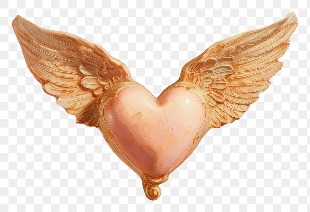PNG Rococo heart adorned with cupid wings painting angel creativity.