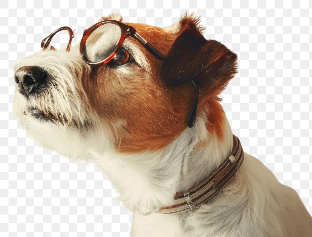 PNG Charming dog with a playful demeanor portrait glasses mammal.