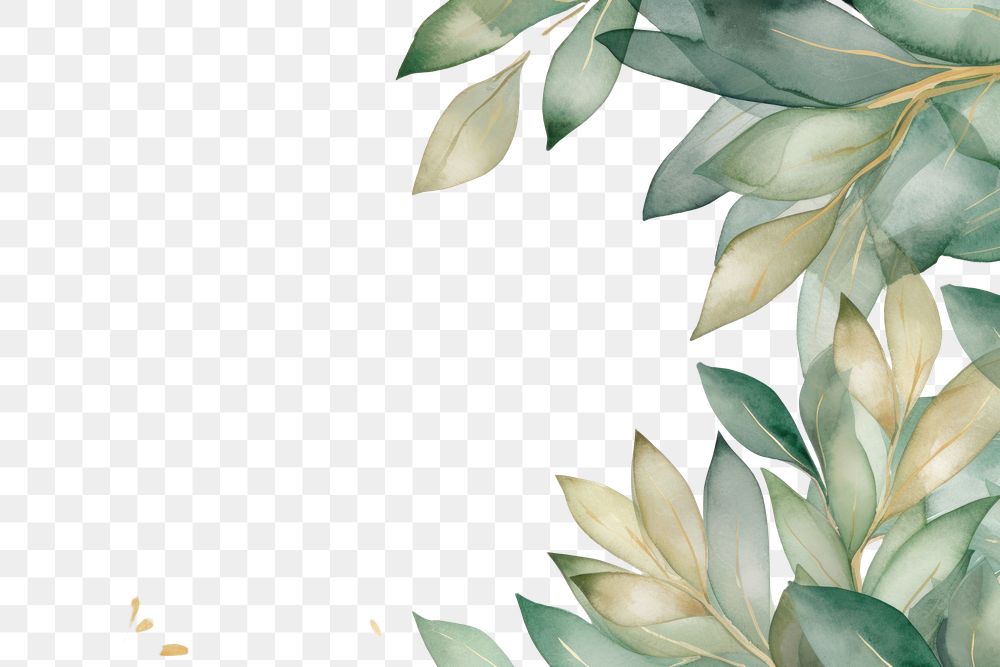 PNG Green leaf border watercolor background backgrounds painting pattern.