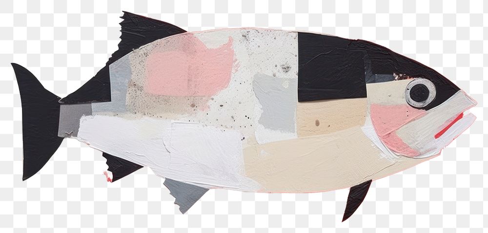 PNG Abstract salmon fish ripped paper art painting wall.