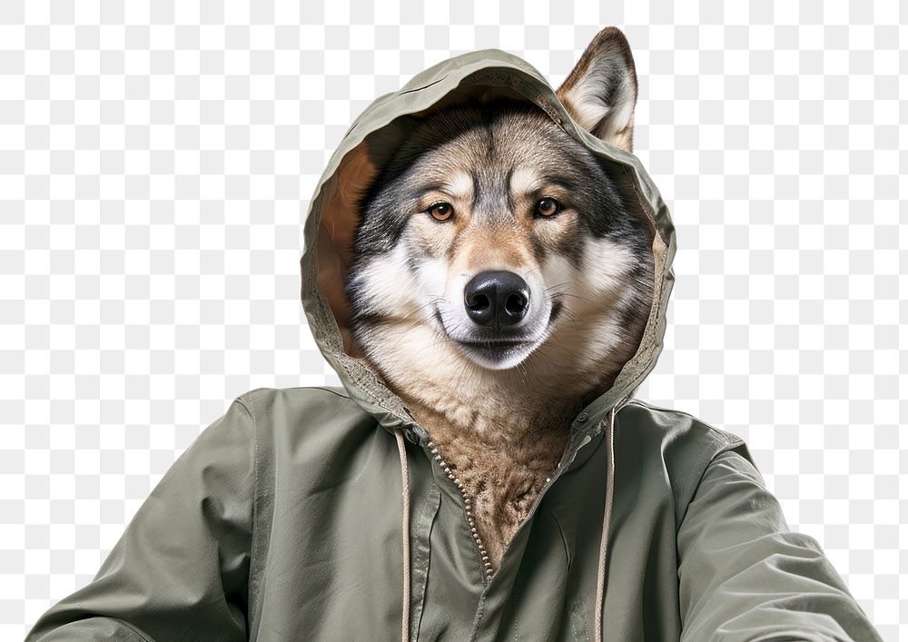 PNG Selfie wolf mammal animal hood.