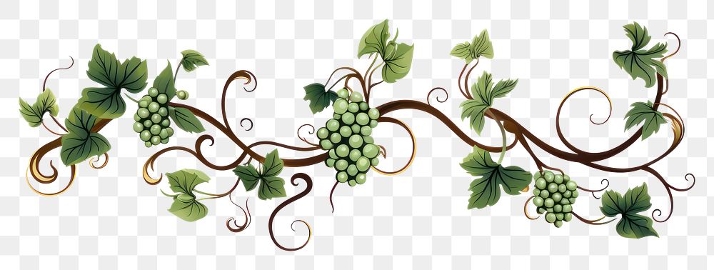 PNG Vine pattern grapes plant.