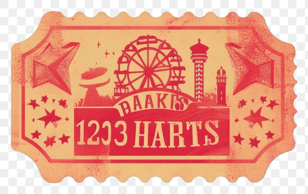PNG Illustration of theme park ticket text logo pattern.