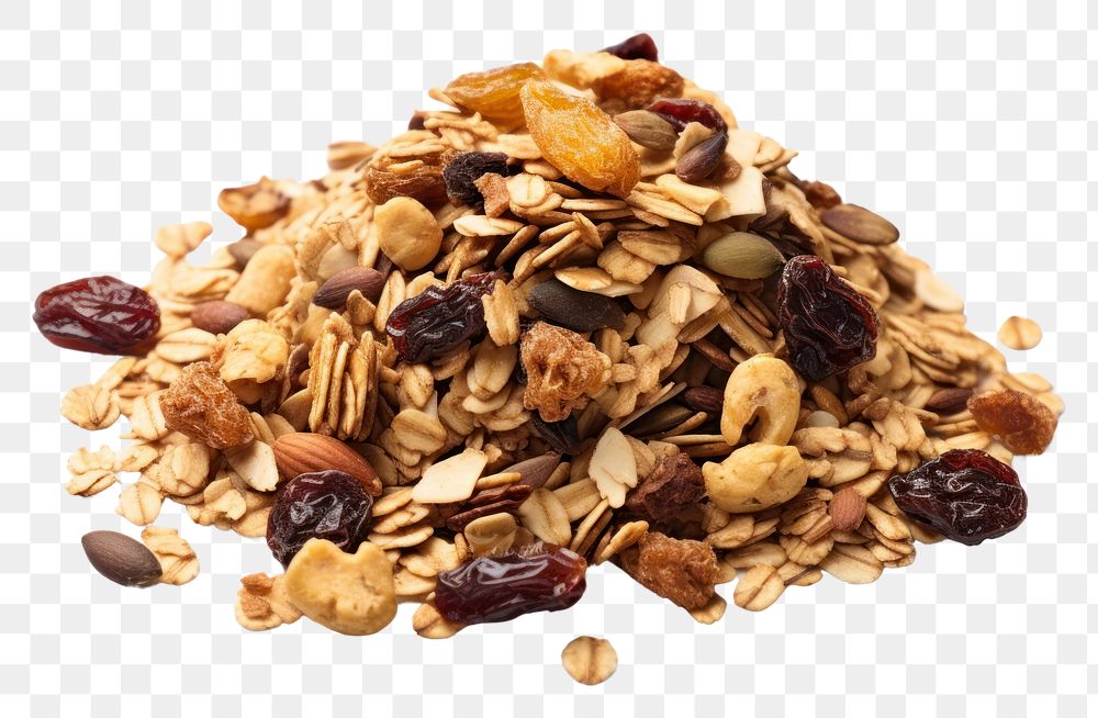 PNG Busket of Granola granola food white background.
