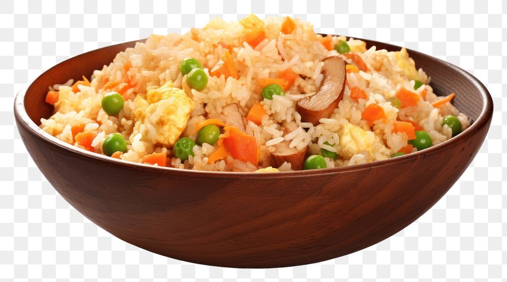 PNG Fried rice in blow food white background fried rice.