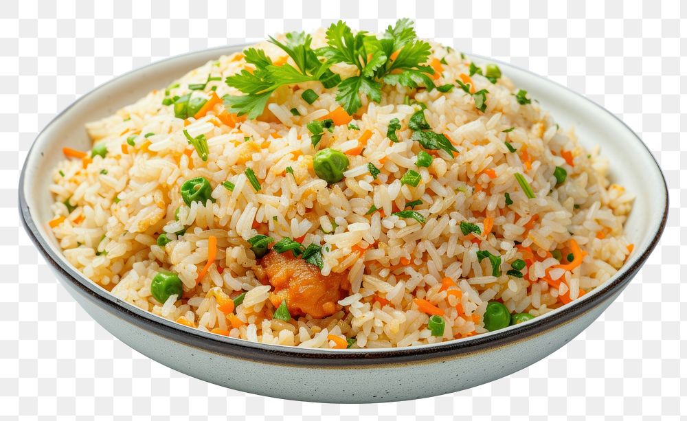 PNG Fried rice in plate food vegetable jambalaya.