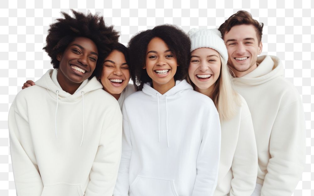 PNG Happy diverse friends sweatshirt laughing sweater.