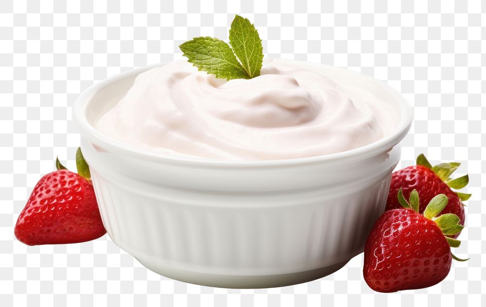 PNG Strawberry Greek yogurt dessert cream fruit.