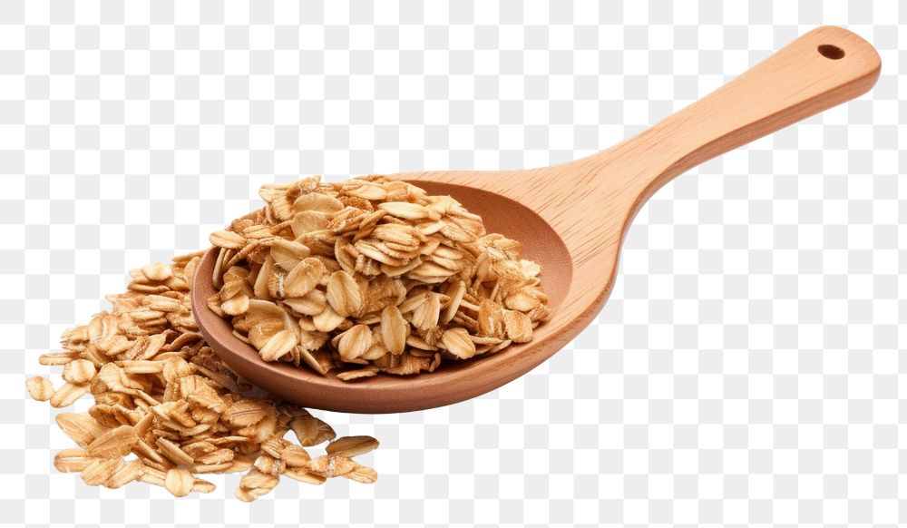 PNG Spoon of Granola granola food white background.