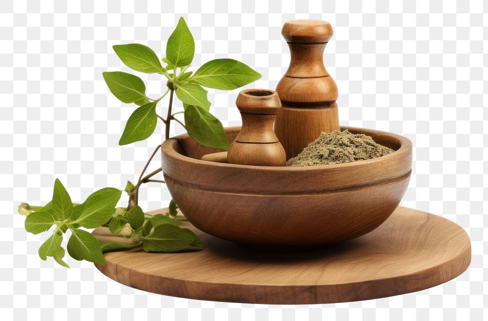 PNG Ayurveda plant herbs white background.