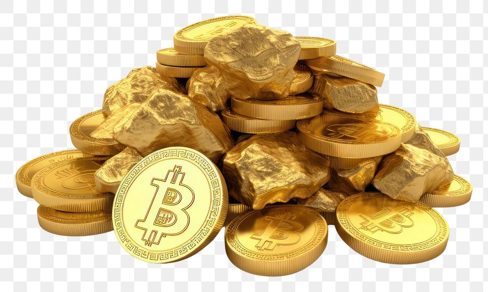 PNG Bitcoin pile gold backgrounds white background
