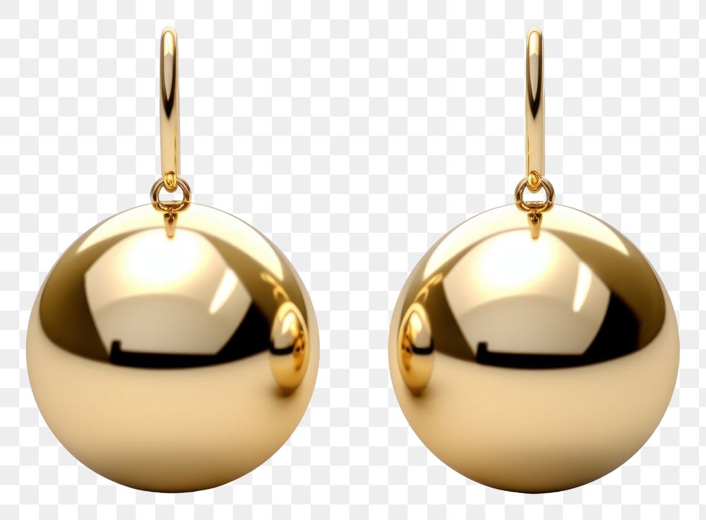 PNG Glossy sphere earrings gold jewelry locket.