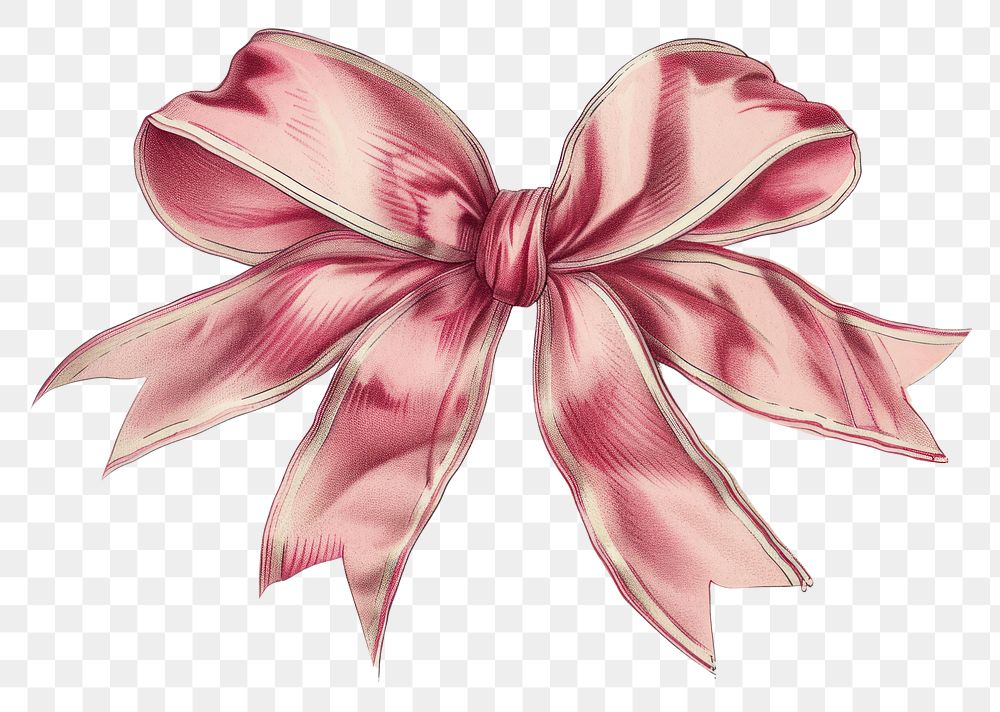 PNG Vintage illustration of ribbon bow art paper petal