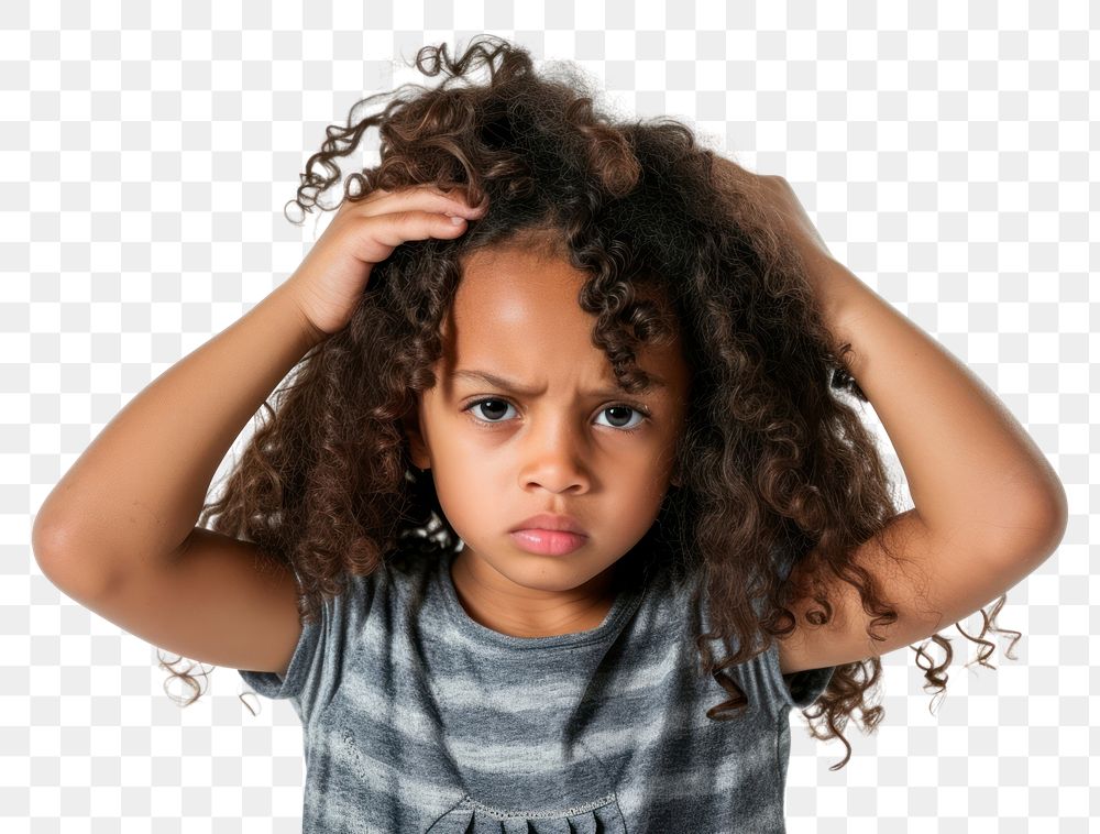 PNG Headache desperate child portrait hair.