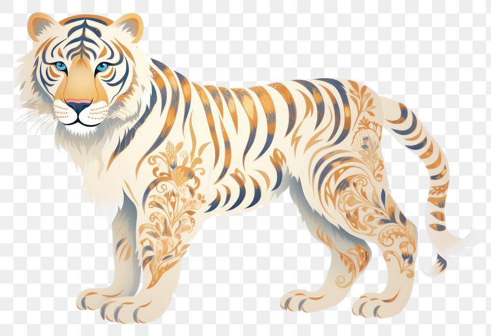 PNG Bengal tiger animal mammal white background.