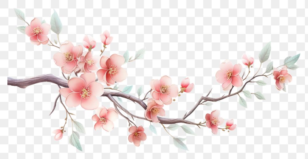 PNG Branch of cherry blossom flower plant white background