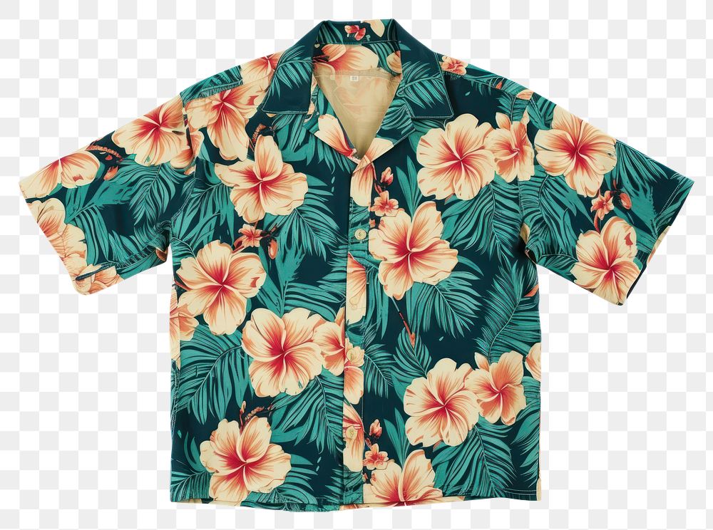 PNG Hawaiian shirt sleeve plant white background.