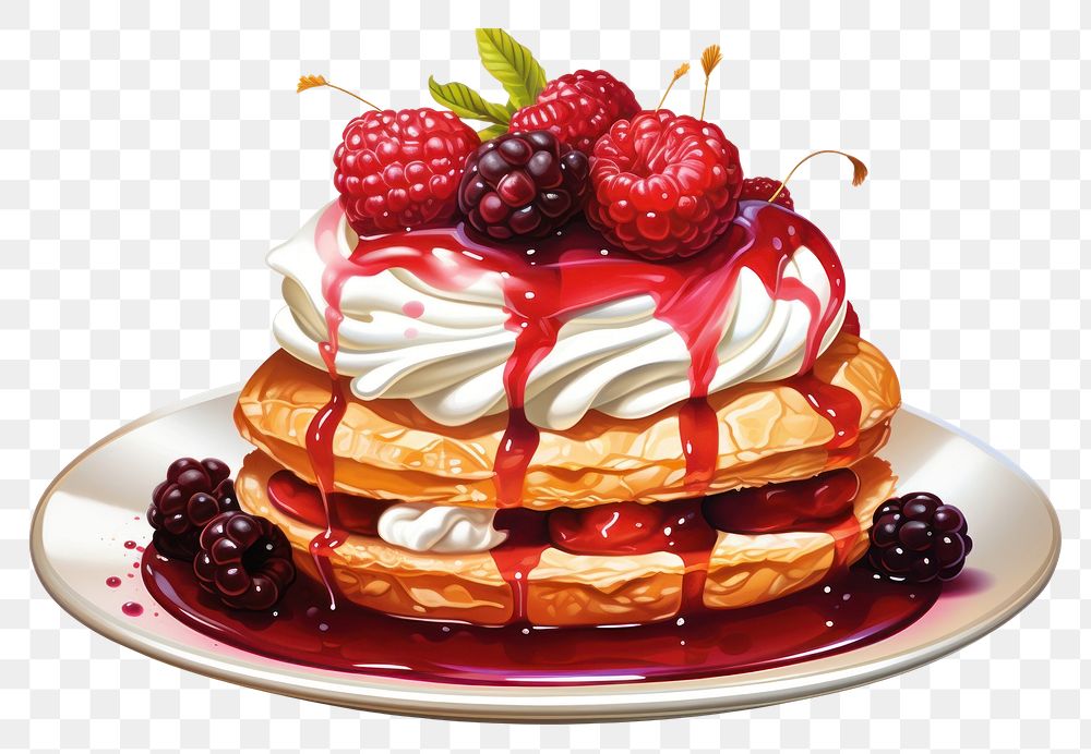 PNG Dessert raspberry pancake cream
