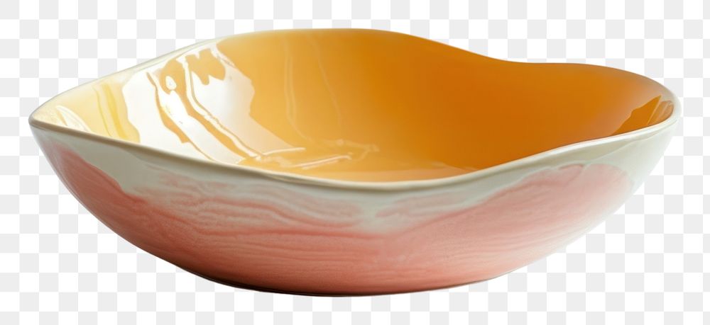 PNG One piece of yellow pastel color ceramic dish bowl simplicity tableware.