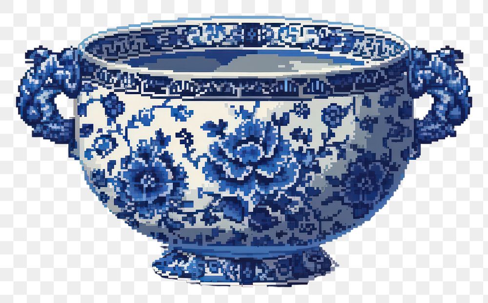 PNG Porcelain pottery art flowerpot.