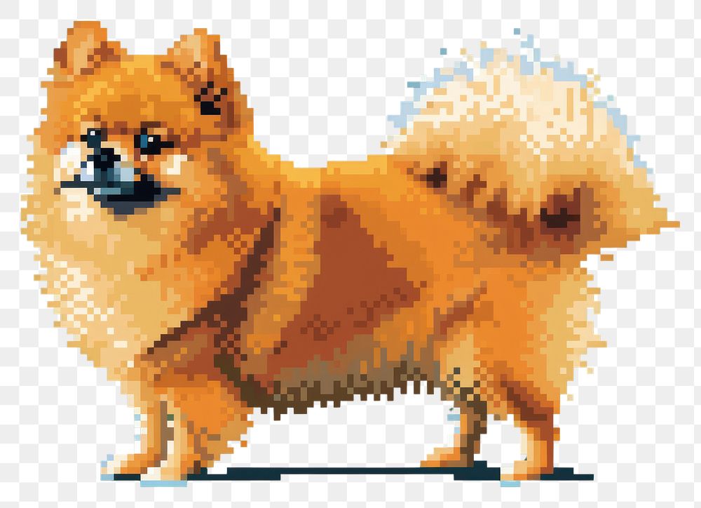 PNG Pomeranian cut pixel dog mammal animal.