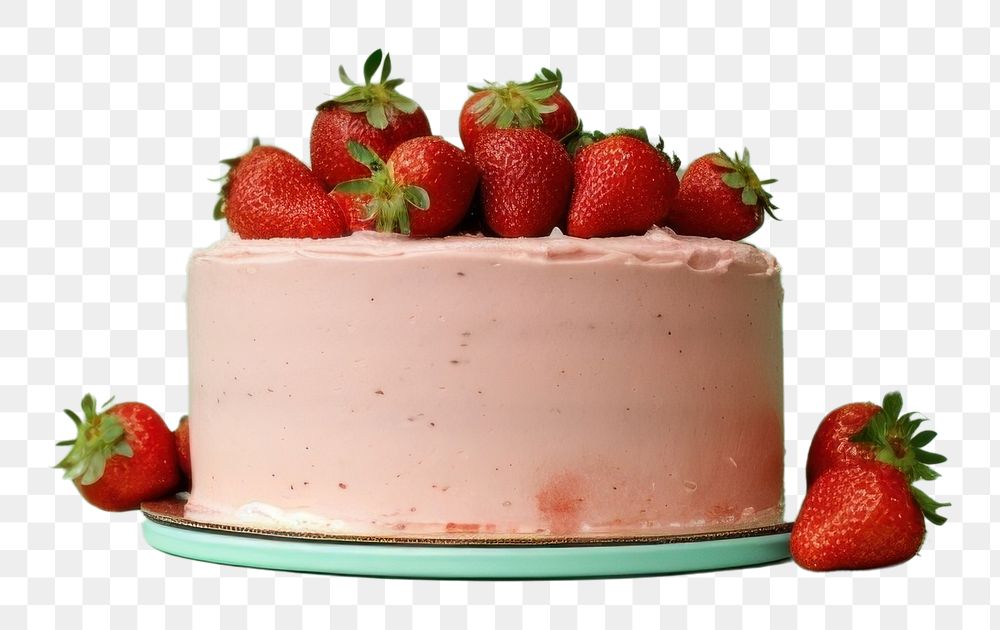 PNG A strawberry birthday cake border on green paper background dessert fruit plant. AI generated Image by rawpixel.