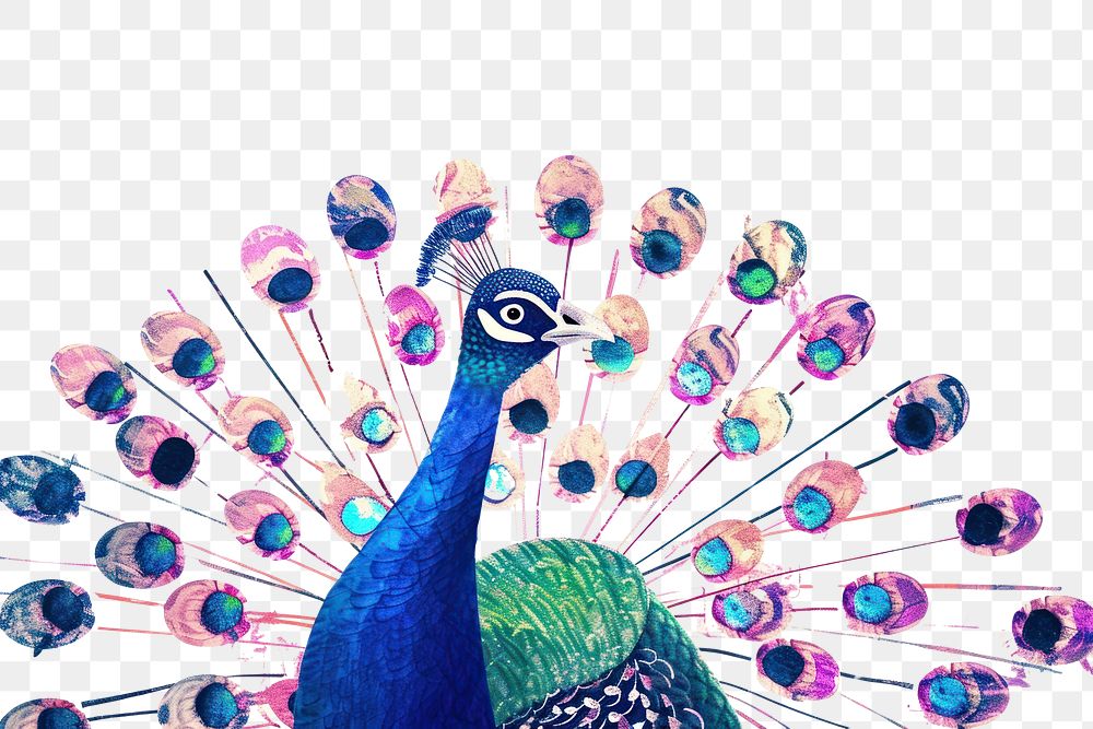 PNG Cute peacock illustration animal bird art.