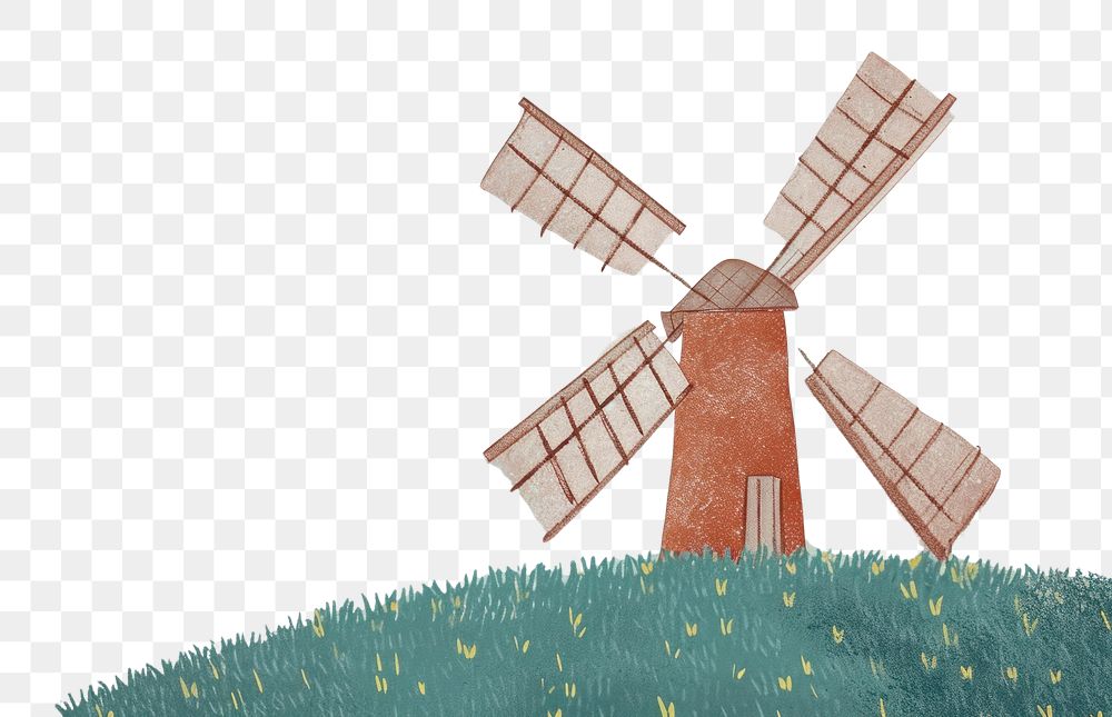 PNG Cute windmill illustration outdoors.