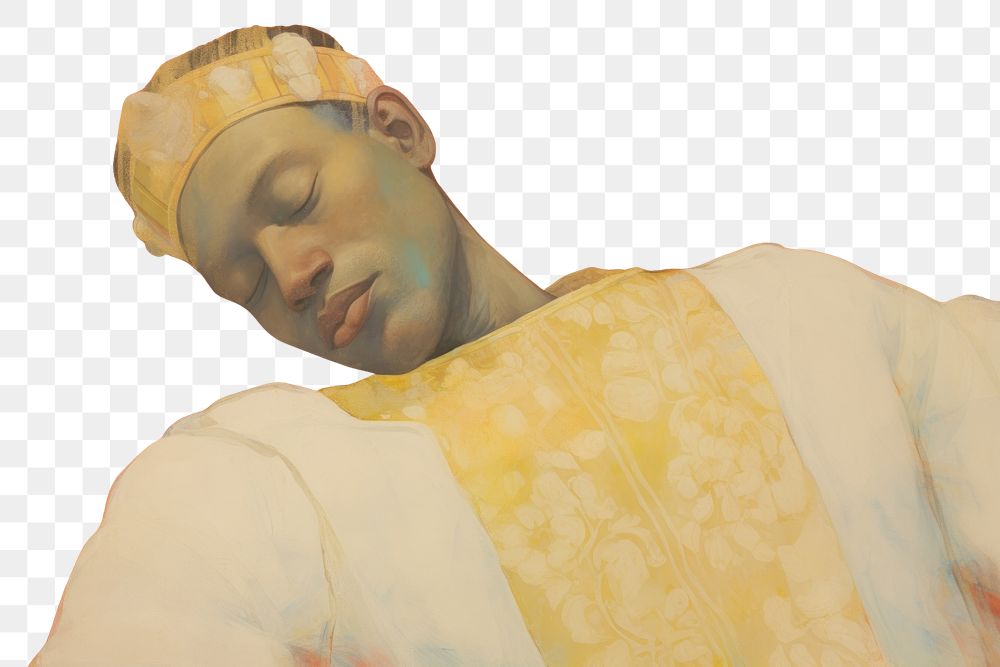 PNG Dream painting sleeping portrait. AI generated Image by rawpixel.