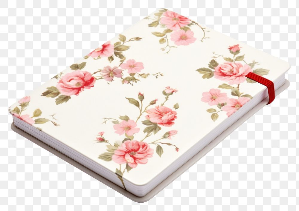 PNG  Floral journal diary notebook pattern white background publication. AI generated Image by rawpixel.