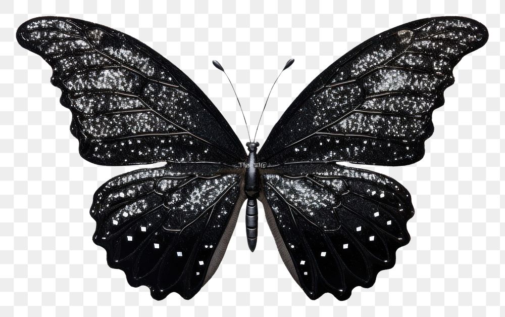 PNG  Glitter silhouette butterfly insect animal white background. AI generated Image by rawpixel.