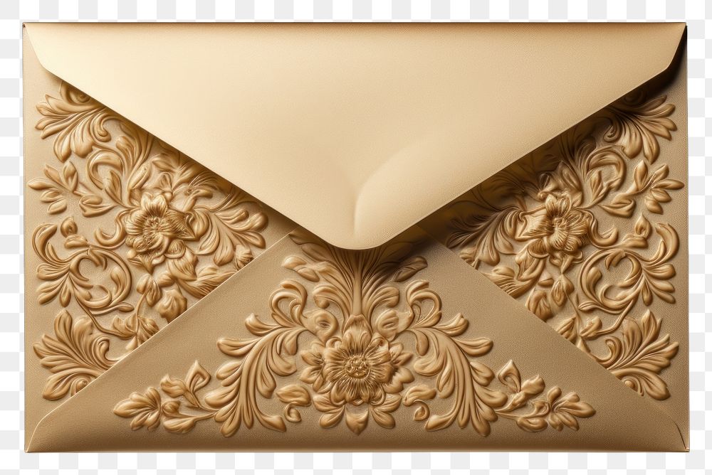 PNG  Gold floral letter envelope mail celebration letterbox. AI generated Image by rawpixel.