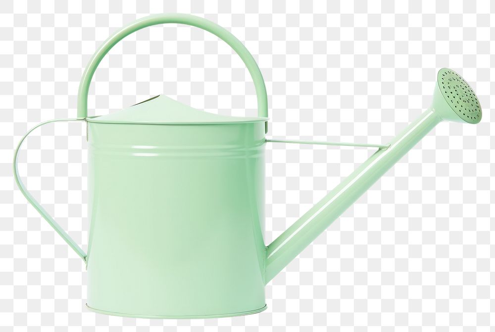 PNG  Green metal watering can white background container flowerpot. AI generated Image by rawpixel.
