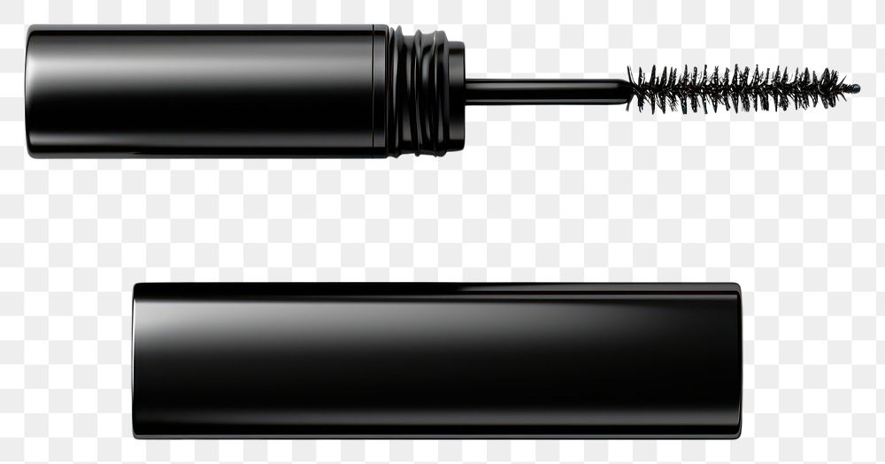 PNG  Black mascara product with case cosmetics technology ammunition. AI generated Image by rawpixel.