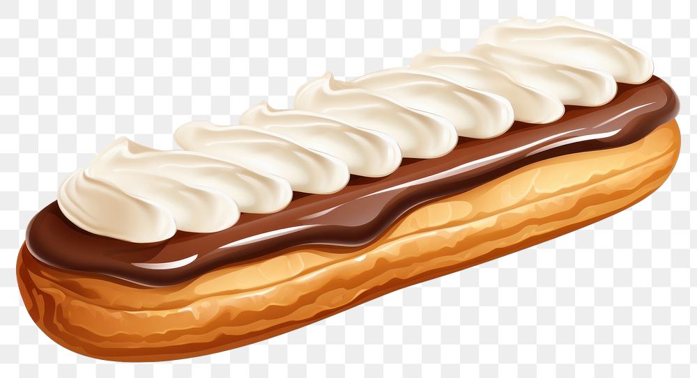 PNG  Eclair dessert food white background.
