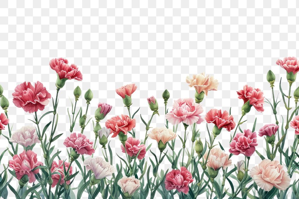 PNG  Carnations border blossom flower nature.