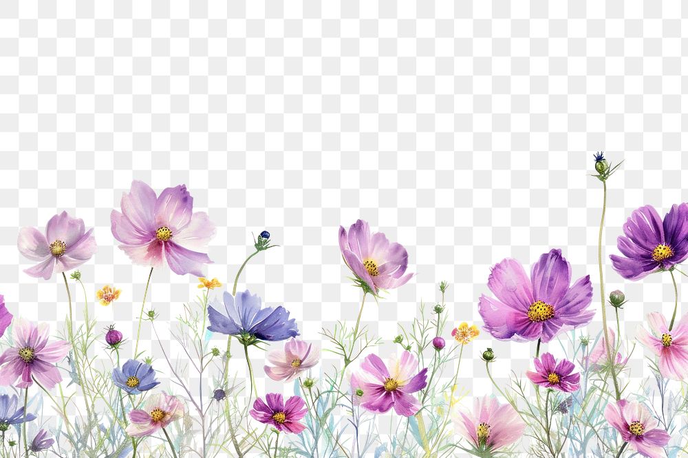 PNG  Cosmos flowers border nature outdoors blossom.