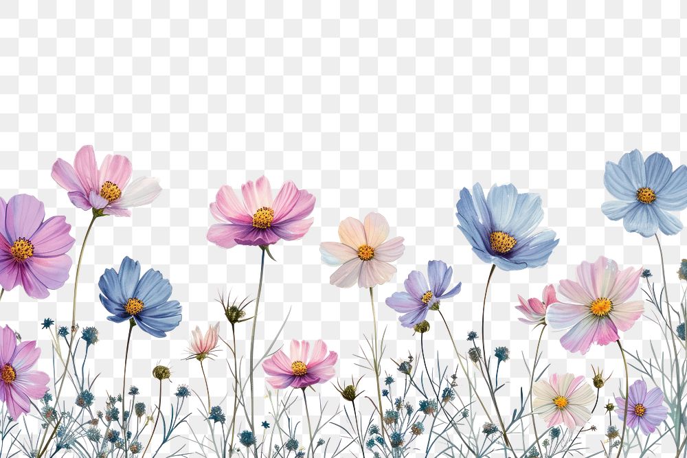 PNG  Cosmos flowers border nature outdoors pattern.