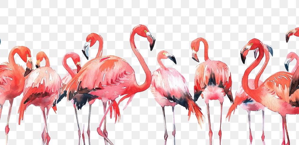 PNG  Flamingos border animal nature bird.
