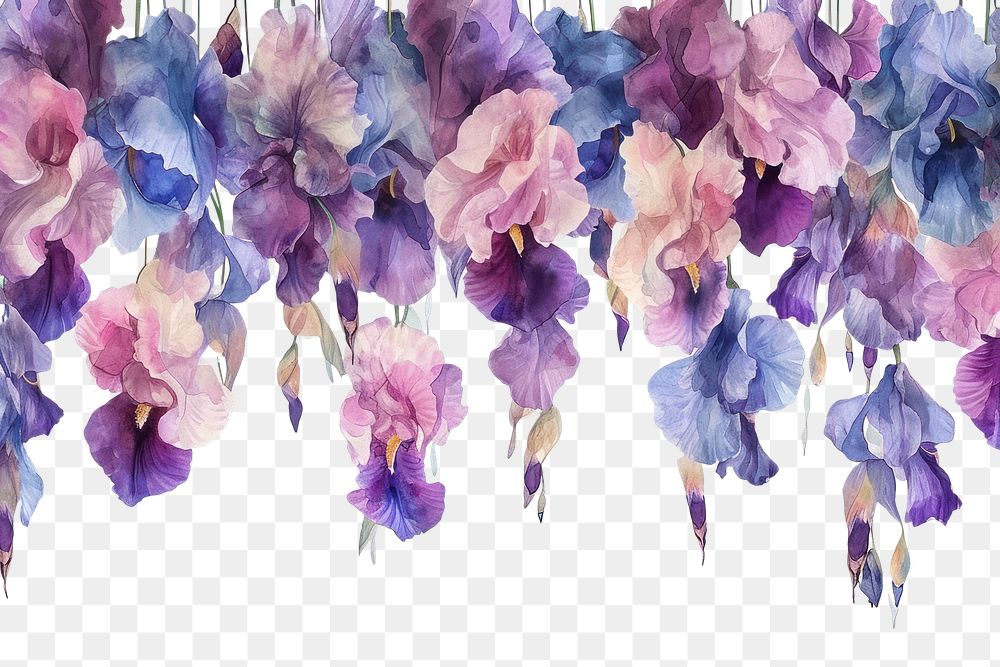 PNG  Iris flowers hanging nature purple.