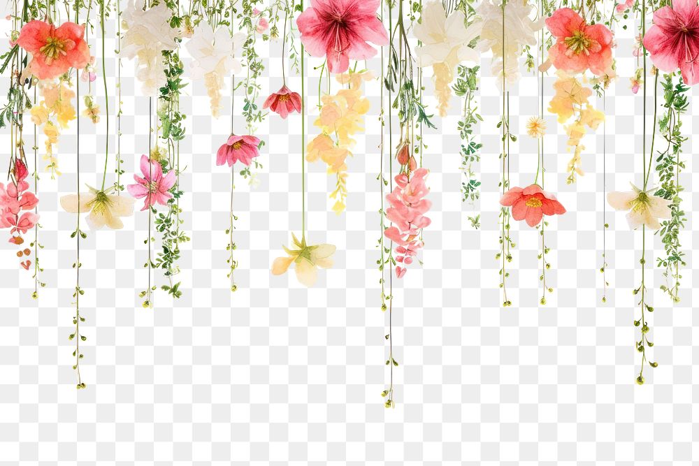 PNG  Spring flowers hanging pattern nature.