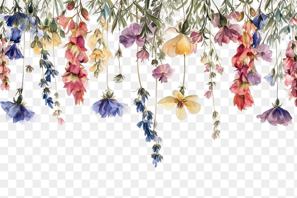 PNG  Wildflowers nature blossom hanging.