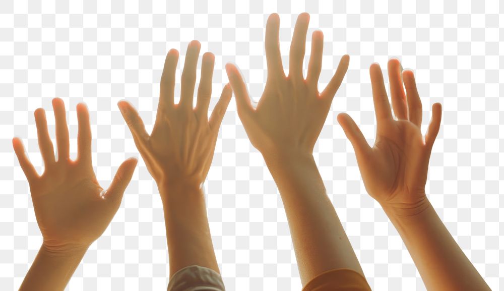 PNG Creative people hands high five finger togetherness gesturing.